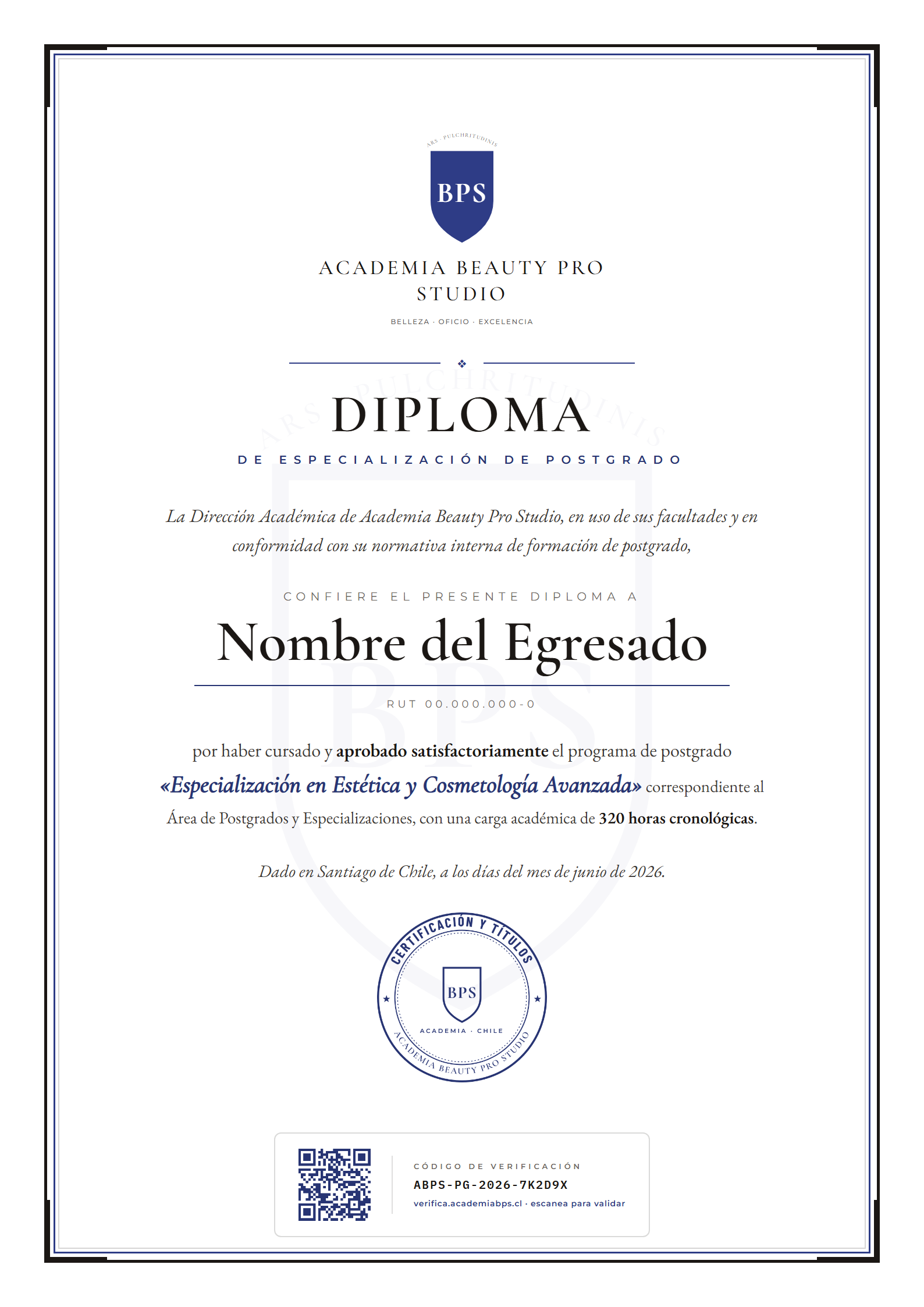 Diploma de Postgrado · Academia Beauty Pro Studio